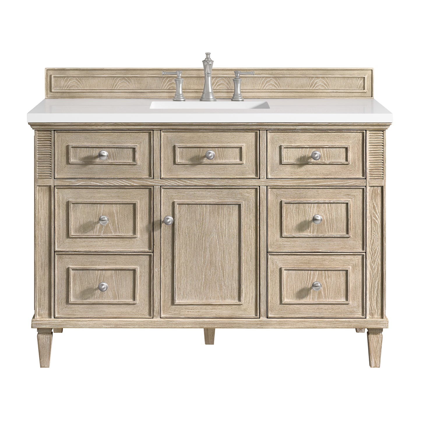 Lorelai 48" Single Vanity, Whitewashed Oak w/ 3 CM White Zeus Silestone Top