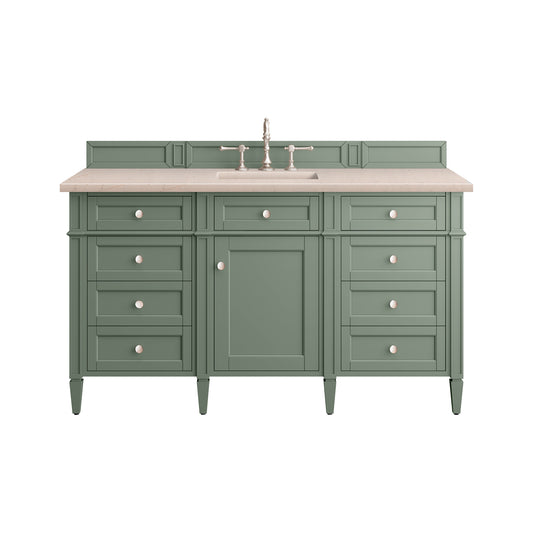 Brittany 60" Single Vanity, Smokey Celadon w/ 3 CM Eternal Marfil Top
