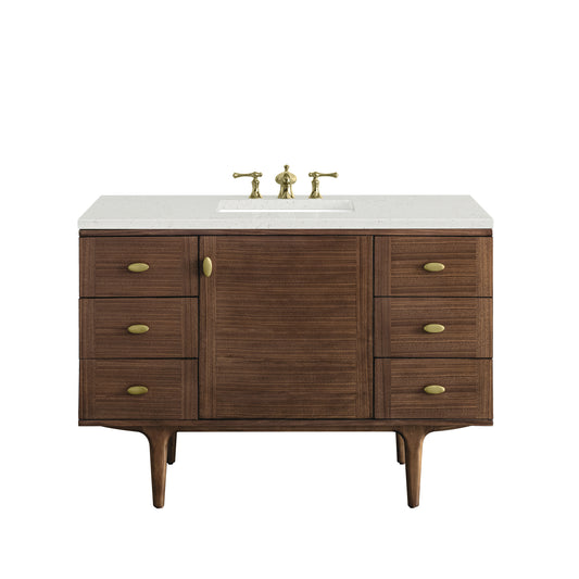 Amberly 48" Single Vanity, Mid-Century Walnut w/ 3 CM Lime Delight Top
