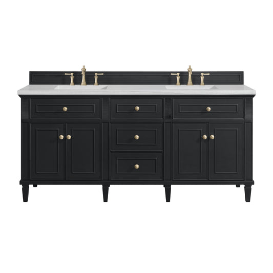 Lorelai 72" Double Vanity, Black Onyx w/ 3 CM Arctic Fall Solid Surface Top