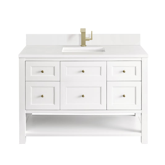 Breckenridge 48" Single Vanity, Bright White w/ Single Hole 3 CM White Zeus Top & Backsplash