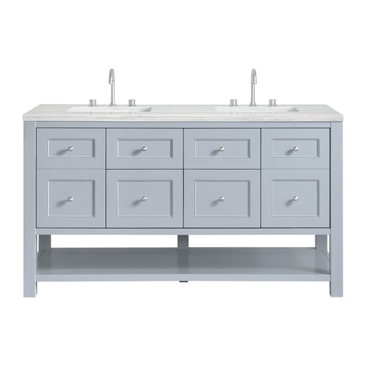 Breckenridge 60" Double Vanity, Serenity Blue, w/ 3 CM Arctic Fall Solid Surface Top