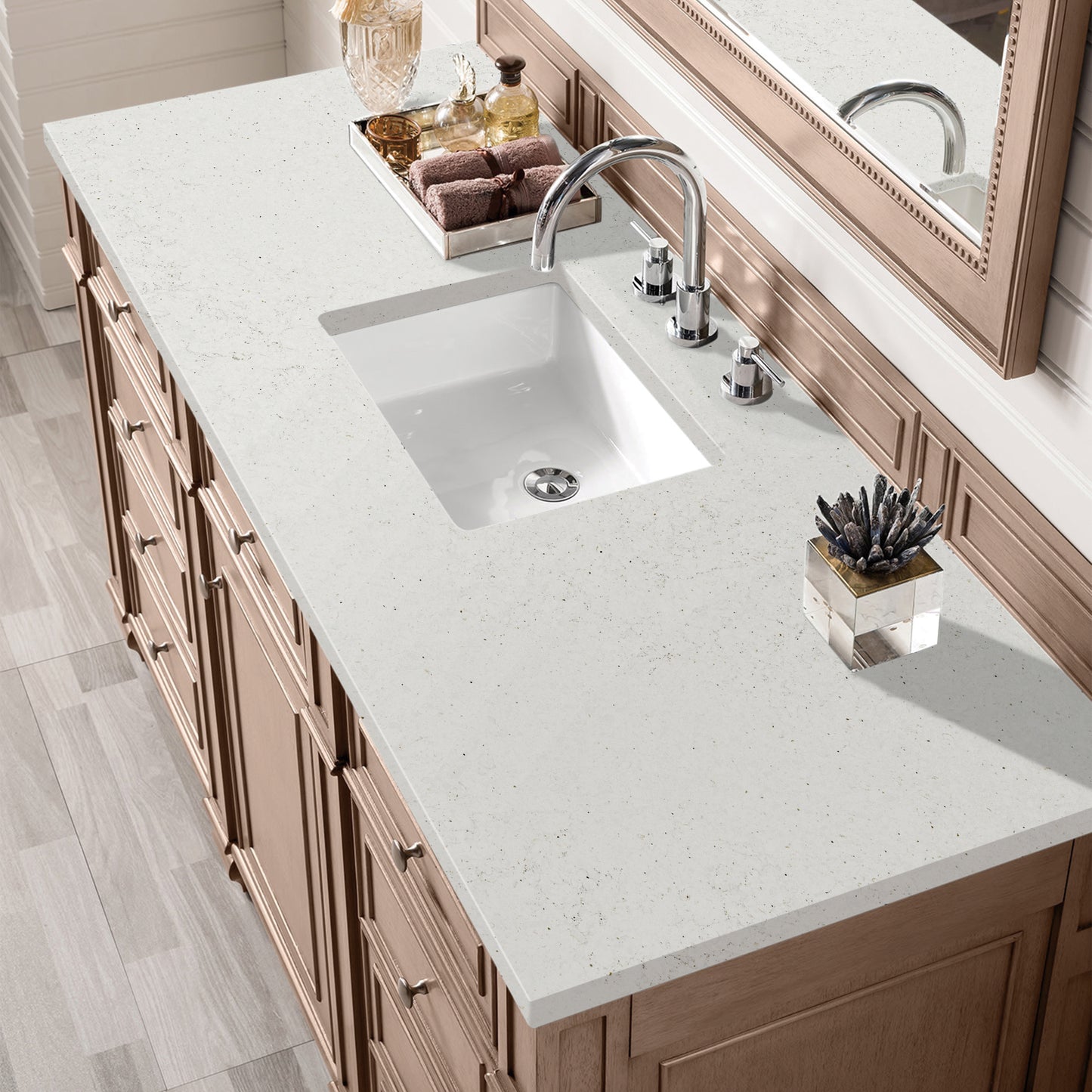 Bristol 60" Single Vanity, Whitewashed Walnut w/ 3 CM Lime Delight Silestone Top