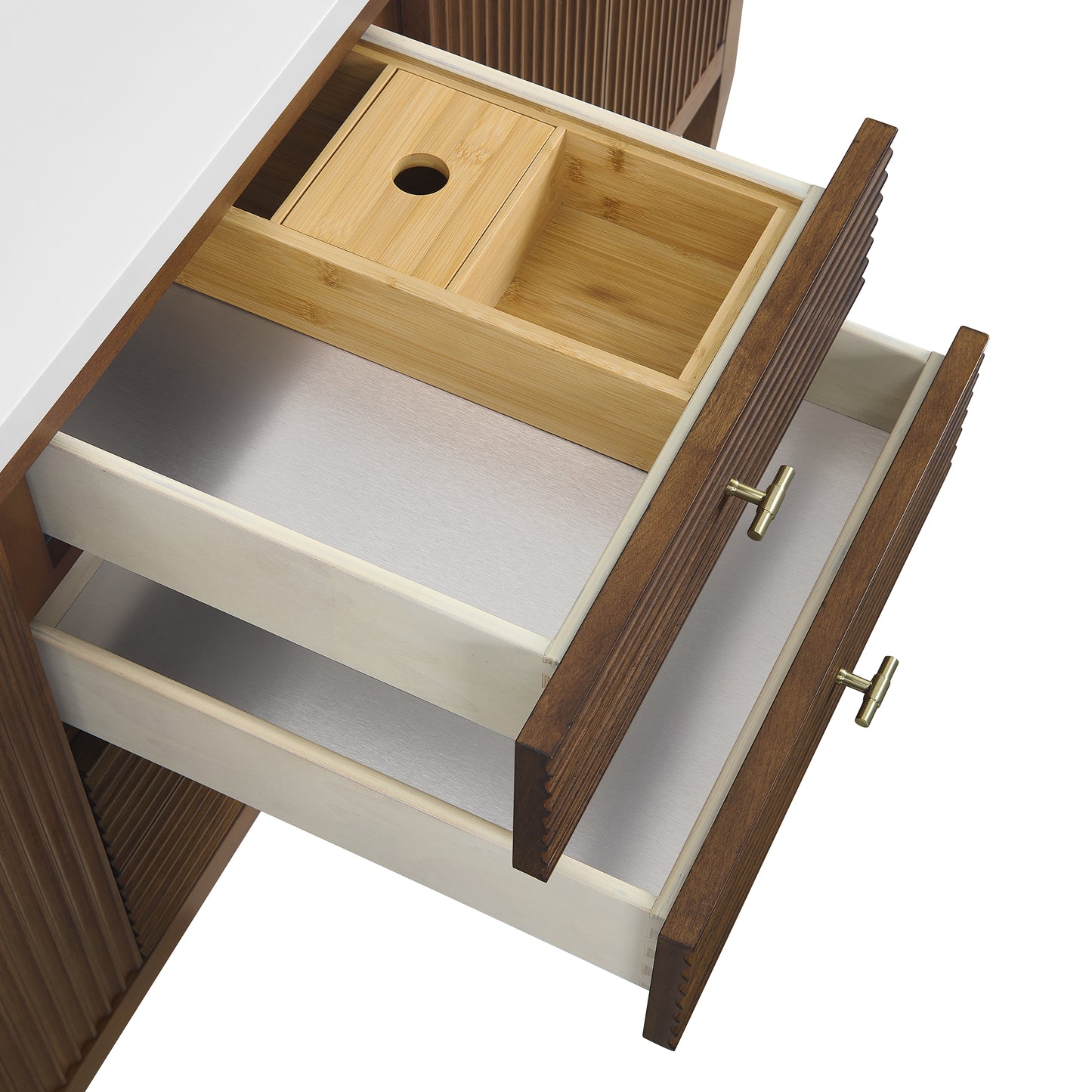 Myrrin 72" Double Vanity, Mid Century Walnut w/ 3 CM Ethereal Noctis Silestone Top