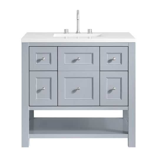 Breckenridge 36" Single Vanity, Serenity Blue, w/ 3 CM White Zeus Quartz Top