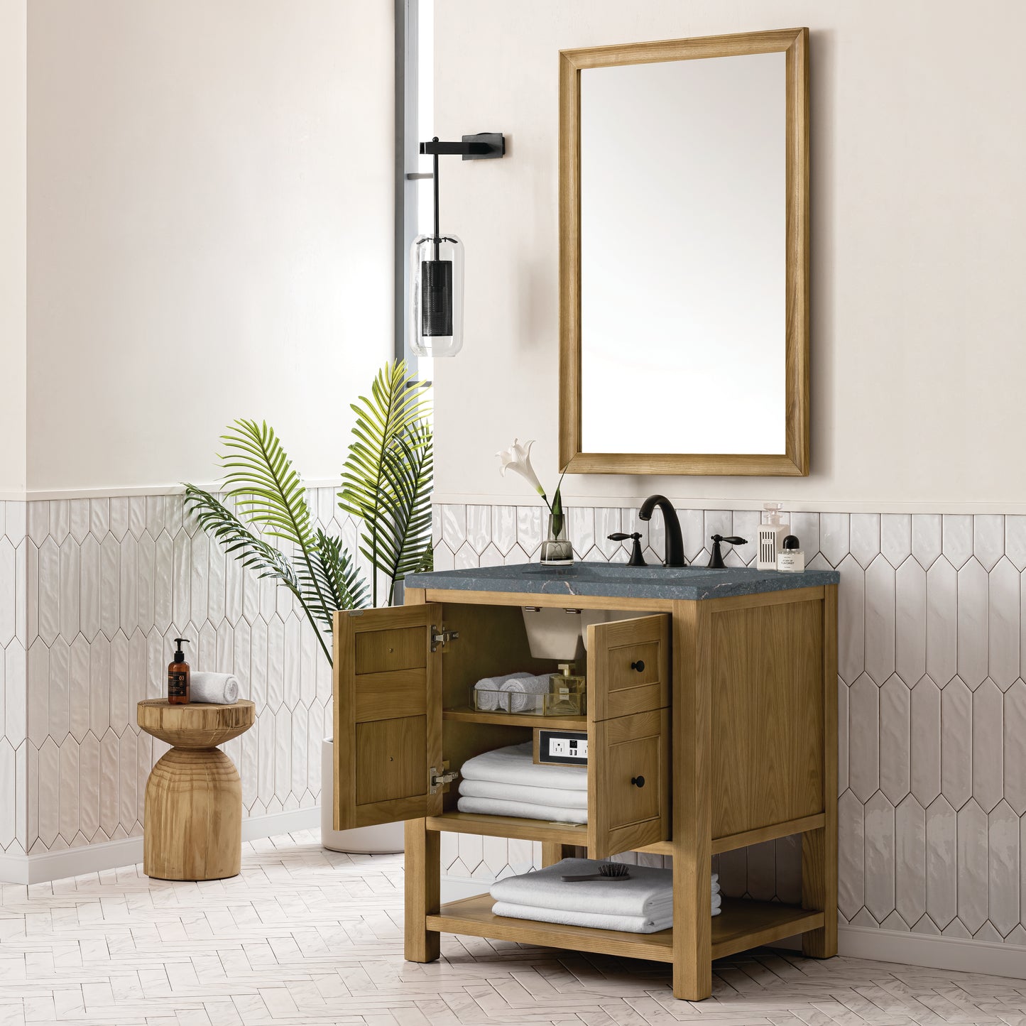 Breckenridge 30" Single Vanity, Light Natural Oak w/ 3 CM Parisien Bleu Top