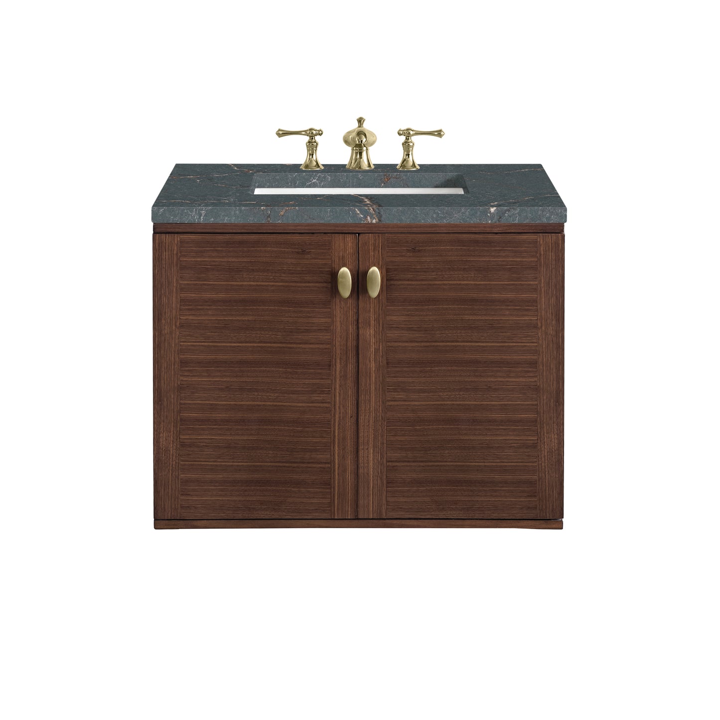 Amberly 30" Single Vanity, Mid-Century Walnut w/ 3 CM Parisien Bleu Top