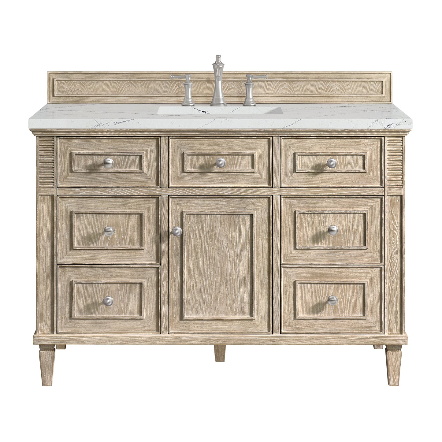 Lorelai 48" Single Vanity, Whitewashed Oak w/ 3 CM Ethereal Noctis Silestone Top
