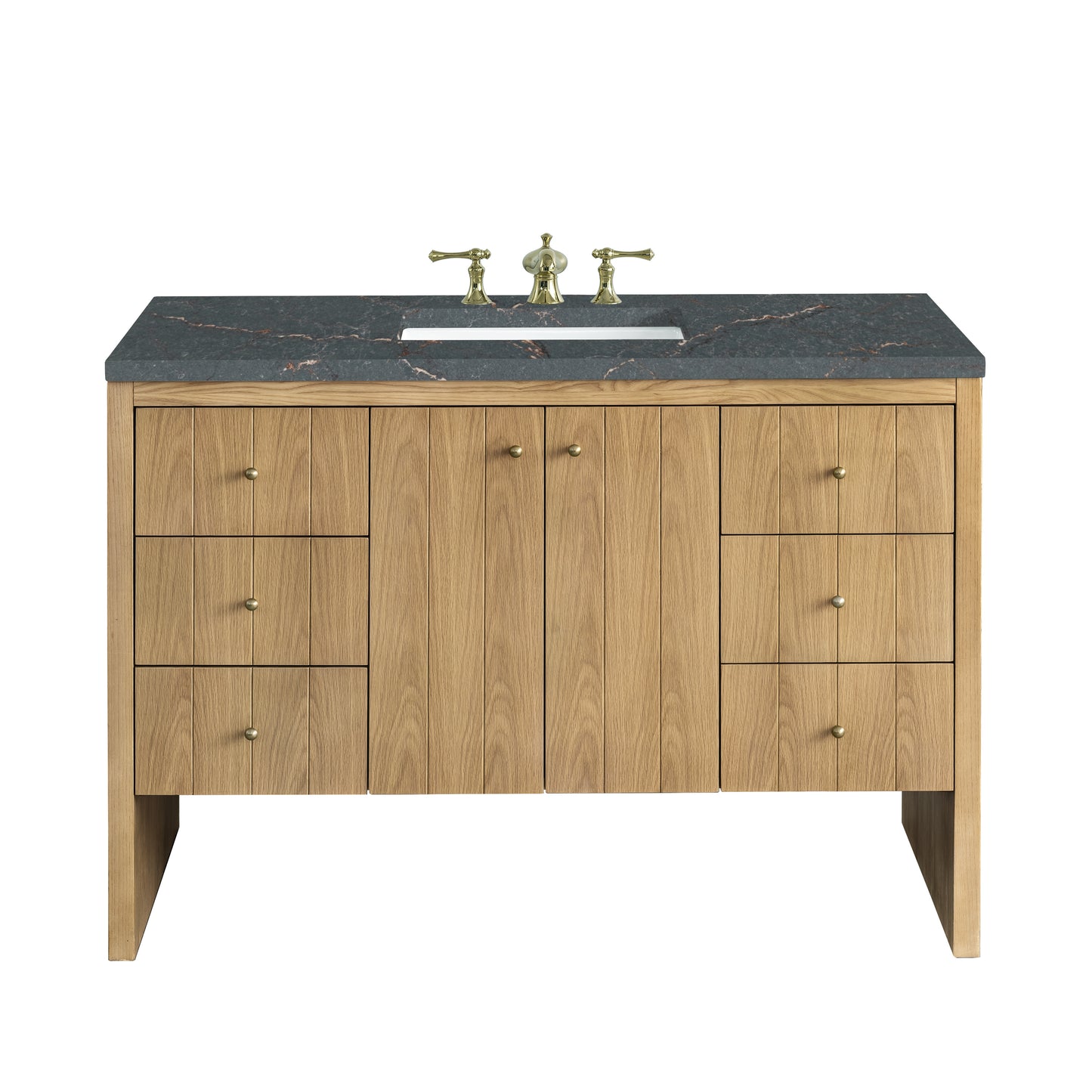 Hudson 48" Single Vanity, Light Natural Oak w/ 3 CM Parisien Bleu Top