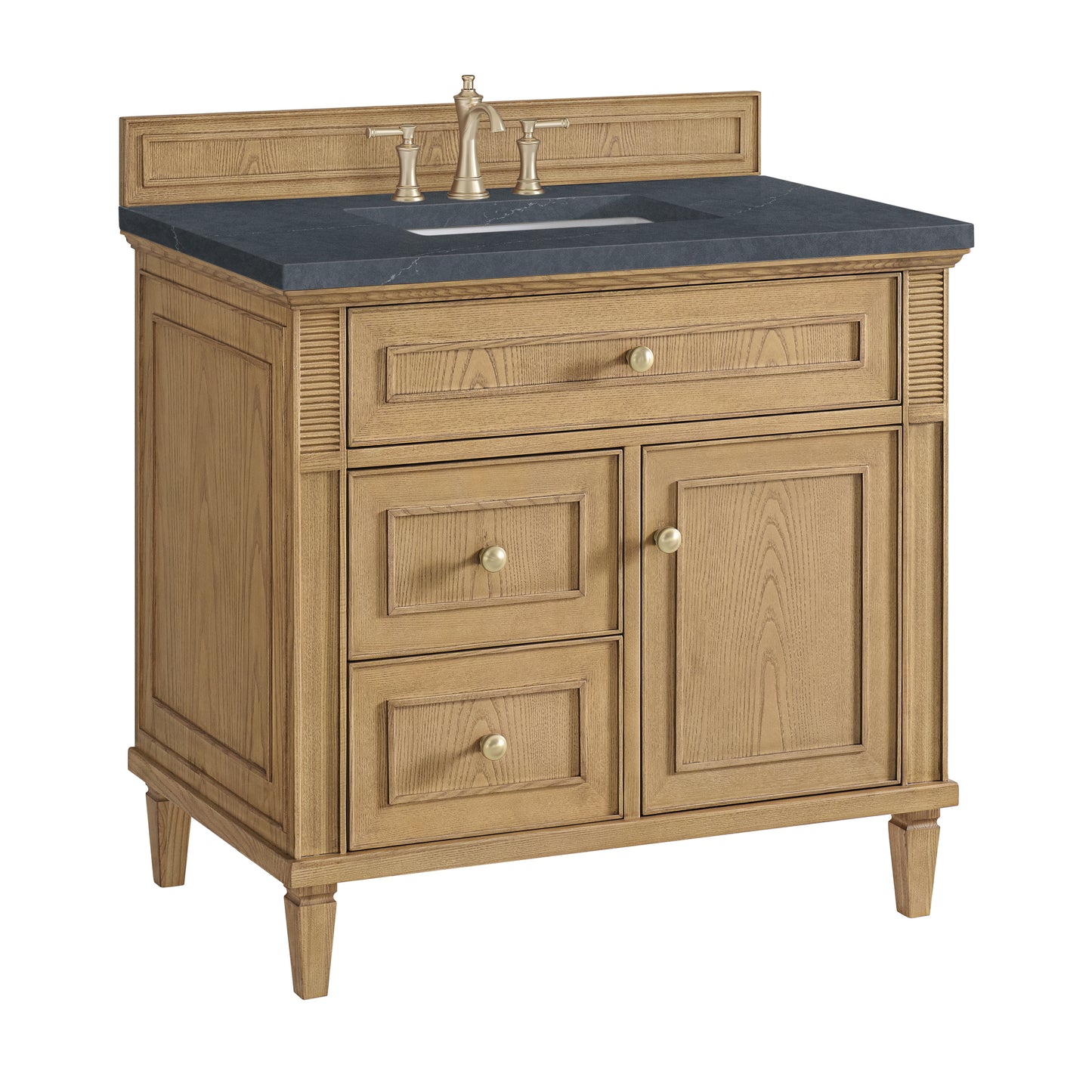 Lorelai 36" Single Vanity, Light Natural Oak w/ 3 CM Charcoal Soapstone Silestone Top