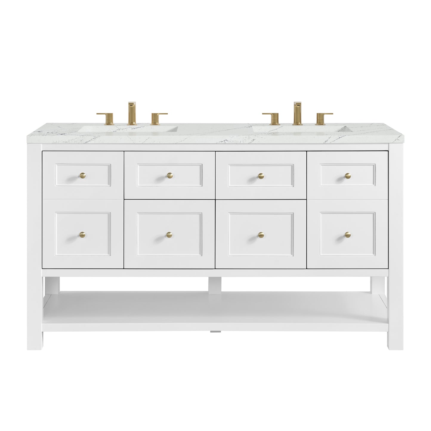 Breckenridge 60" Double Vanity, Bright White, w/ 3 CM Ethereal Noctis Quartz Top