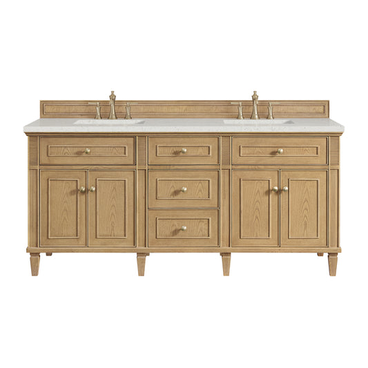 Lorelai 72" Double Vanity, Light Natural Oak w/ 3 CM Lime Delight Silestone Top