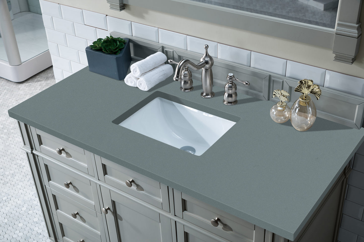 Brittany 48" Single Vanity, Urban Gray w/ 3 CM Cala Blue Silestone Top