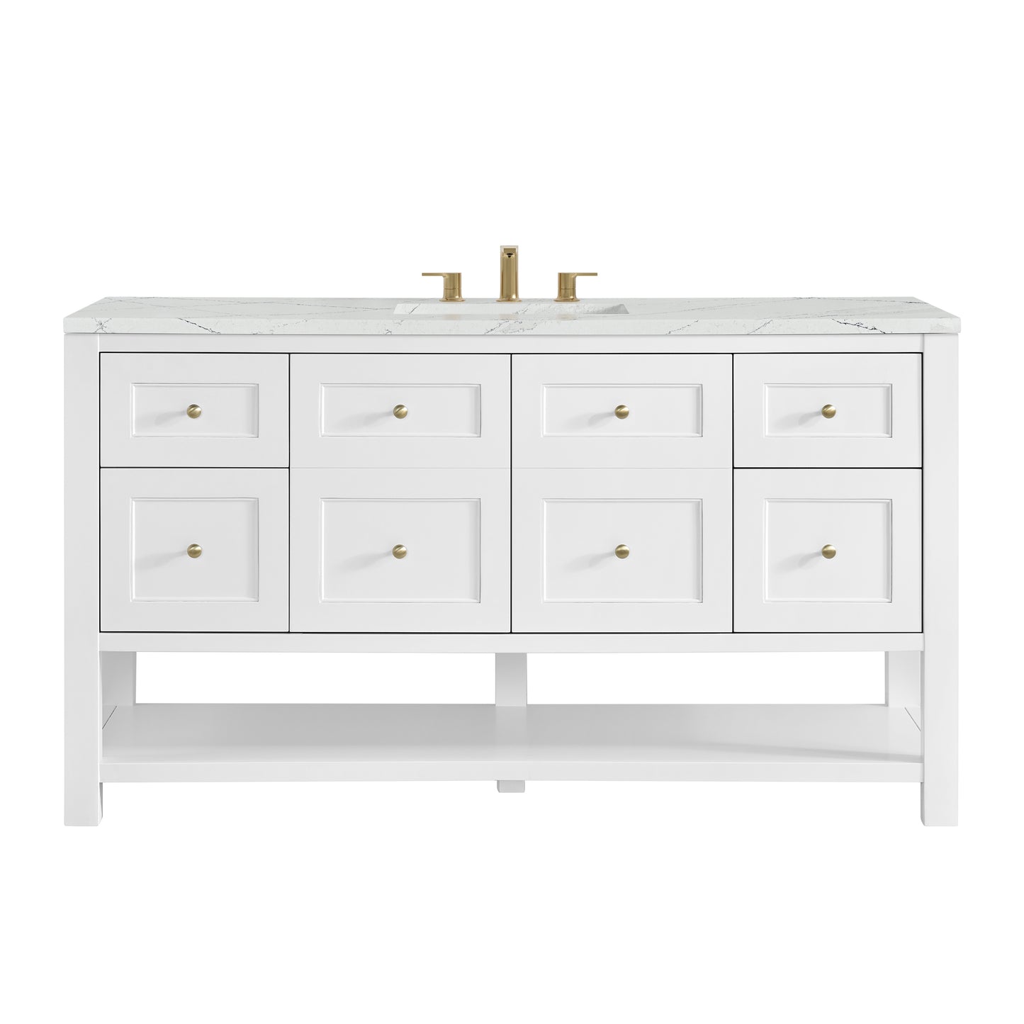 Breckenridge 60" Single Vanity, Bright White, w/ 3 CM Ethereal Noctis Quartz Top