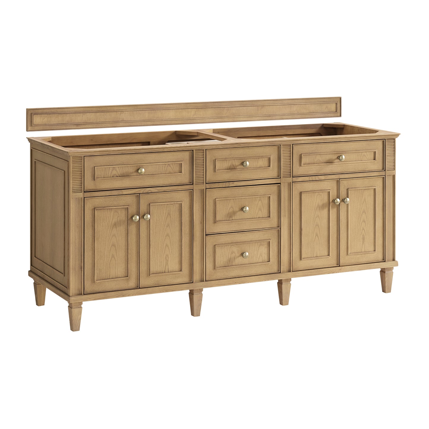 Lorelai 72" Double Vanity, Light Natural Oak w/ 3 CM Arctic Fall Solid Surface Top
