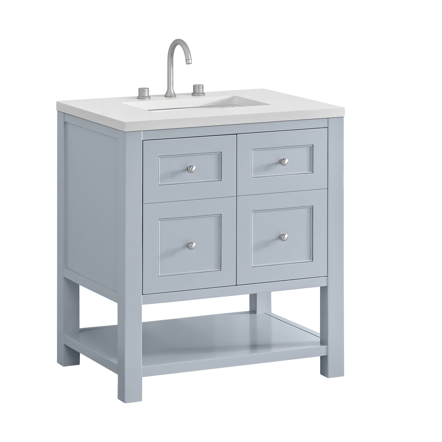 Breckenridge 30" Single Vanity, Serenity Blue, w/ 3 CM White Zeus Quartz Top
