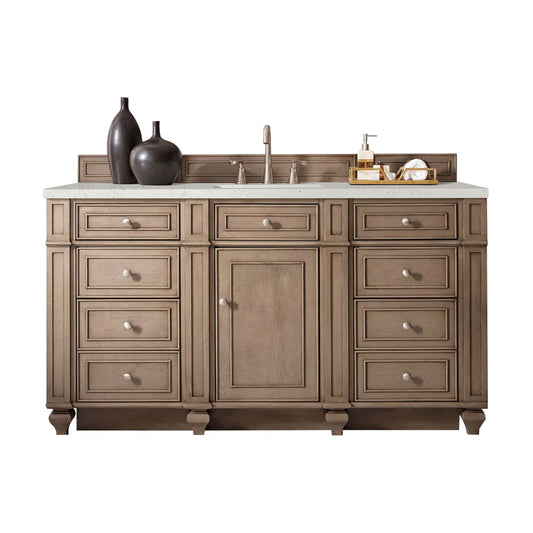 Bristol 60" Single Vanity, Whitewashed Walnut w/ 3 CM Lime Delight Silestone Top