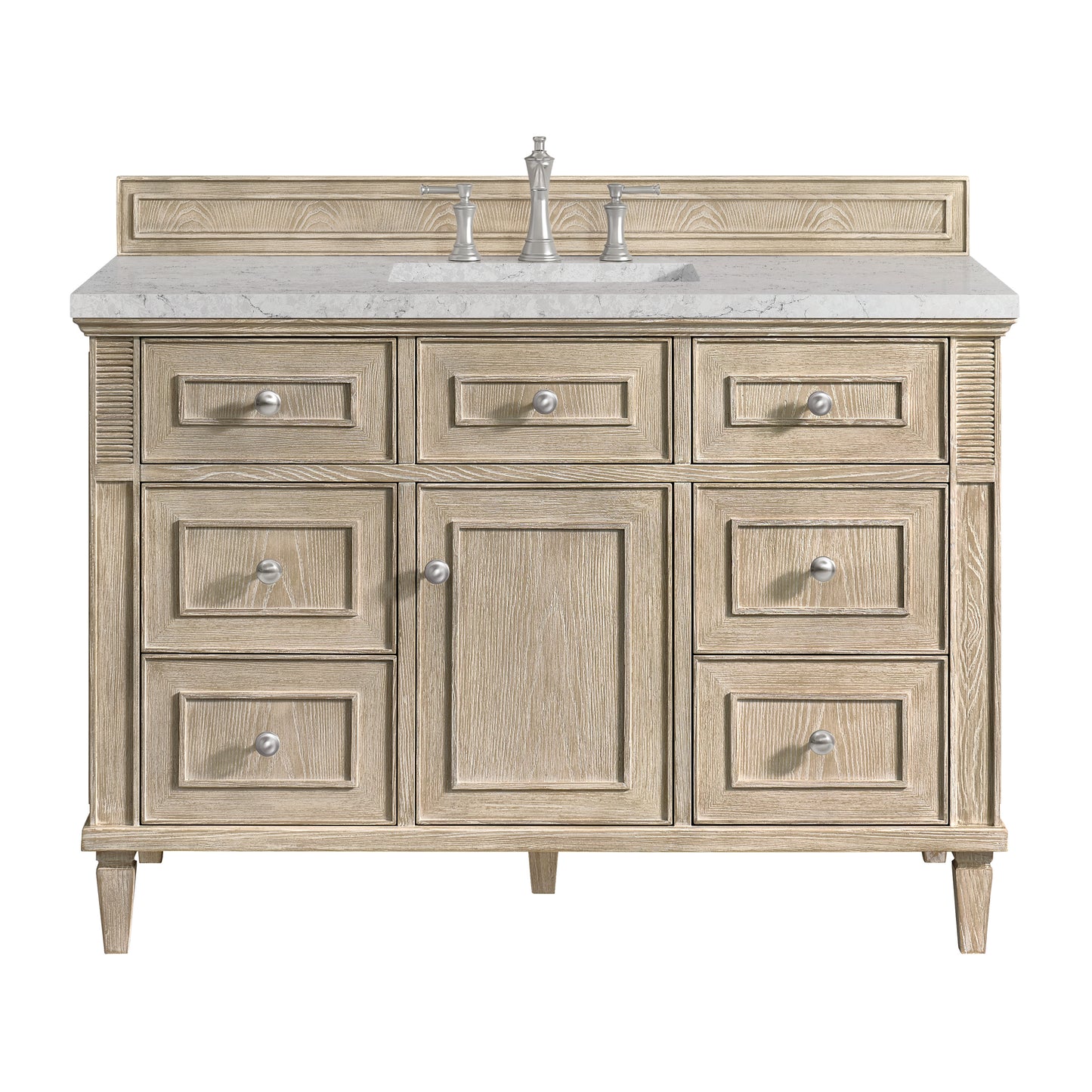 Lorelai 48" Single Vanity, Whitewashed Oak w/ 3 CM Eternal Jasmine Pearl Silestone Top