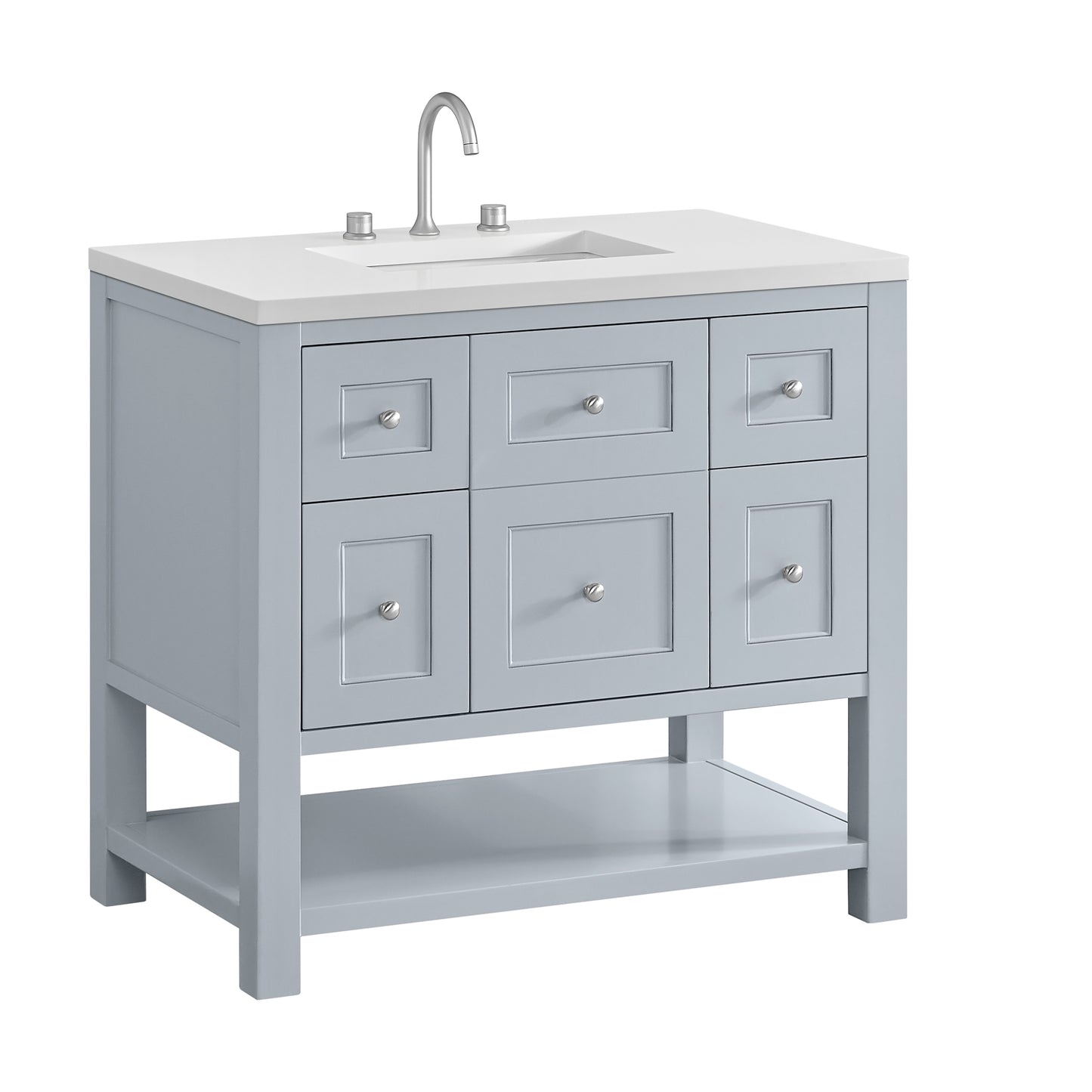 Breckenridge 36" Single Vanity, Serenity Blue, w/ 3 CM White Zeus Quartz Top