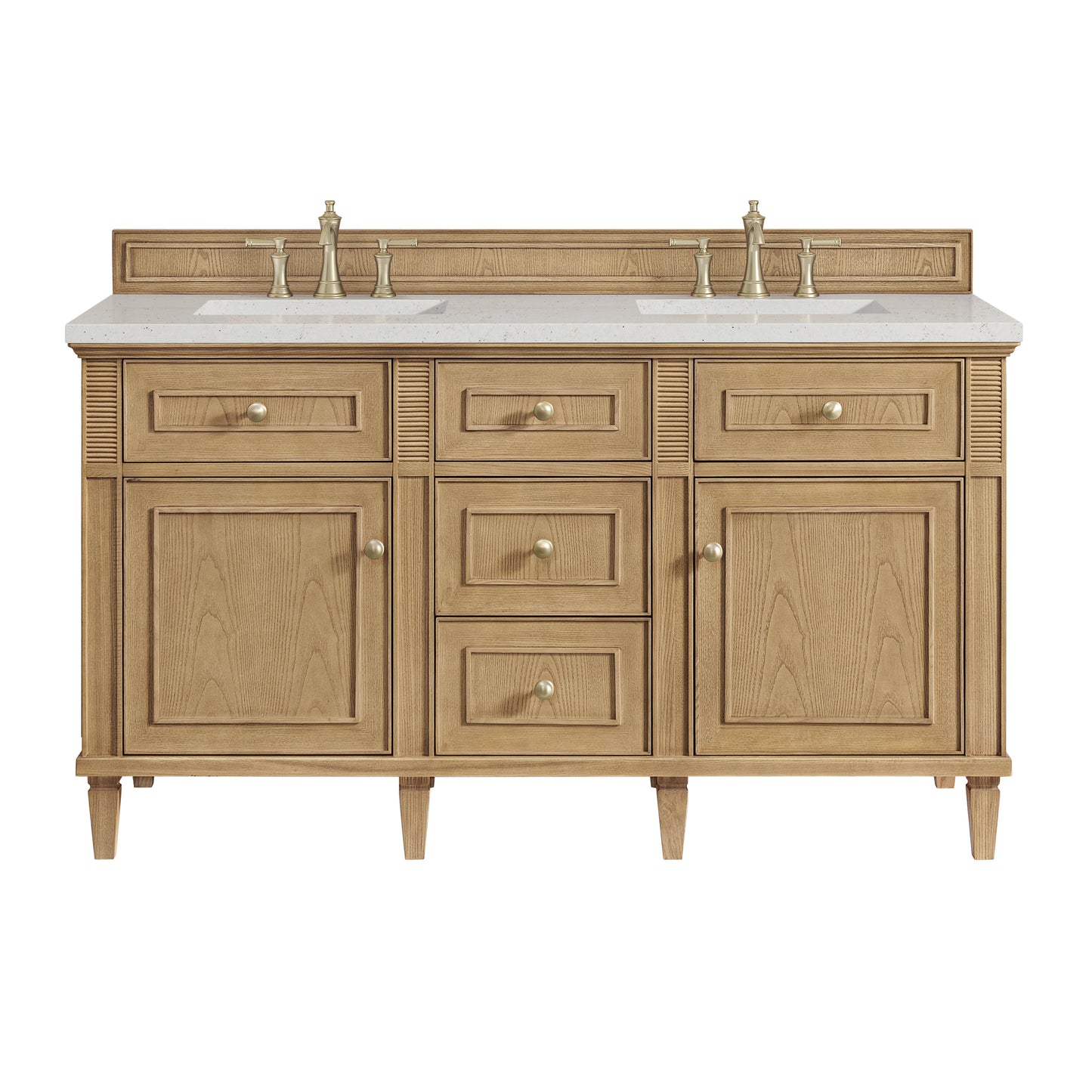 Lorelai 60" Double Vanity, Light Natural Oak w/ 3 CM Lime Delight Silestone Top