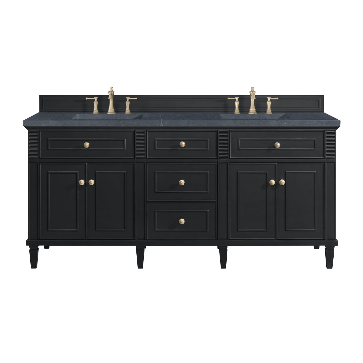 Lorelai 72" Double Vanity, Black Onyx w/ 3 CM Charcoal Soapstone Silestone Top