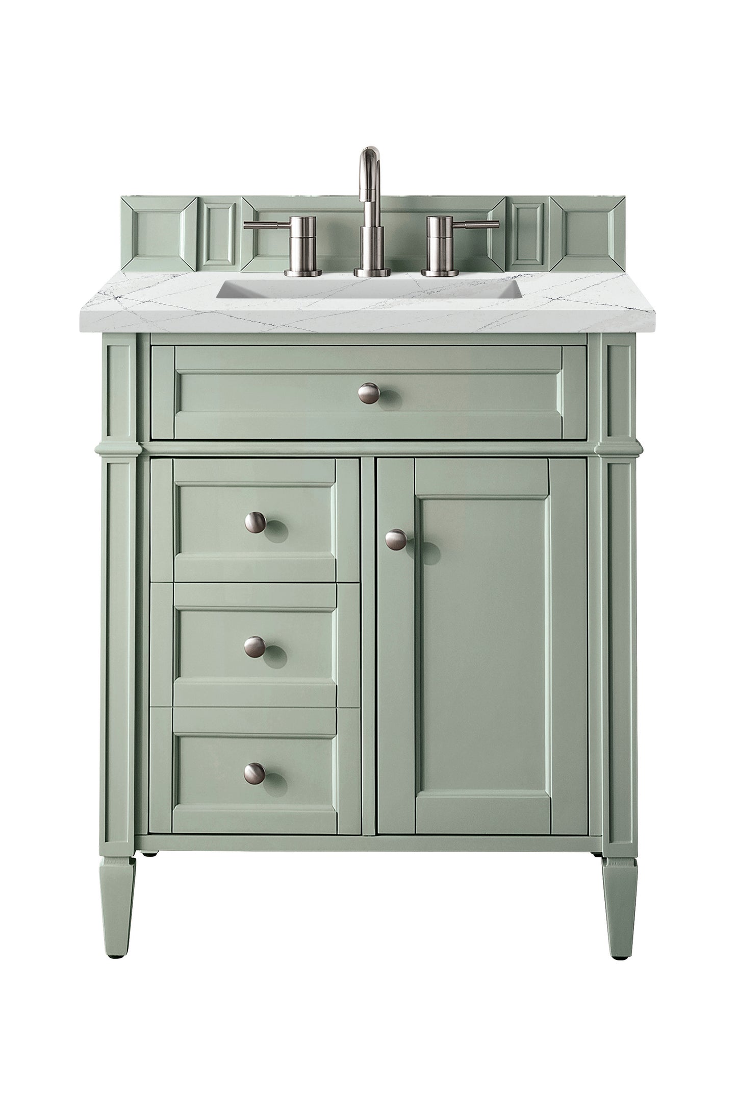 Brittany 30" Single Vanity, Sage Green, w/ 3 CM Ethereal Noctis Silestone Top