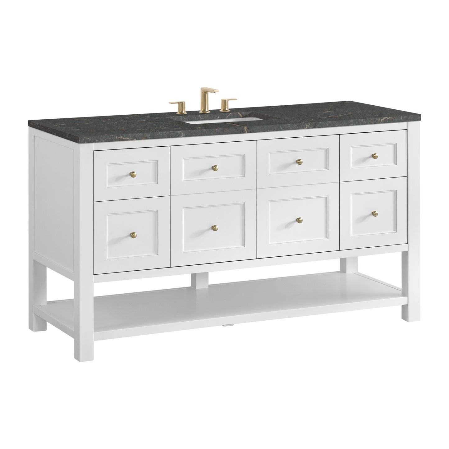 Breckenridge 60" Single Vanity Cabinet, Bright White w/ 3 CM Parisien Bleu Top