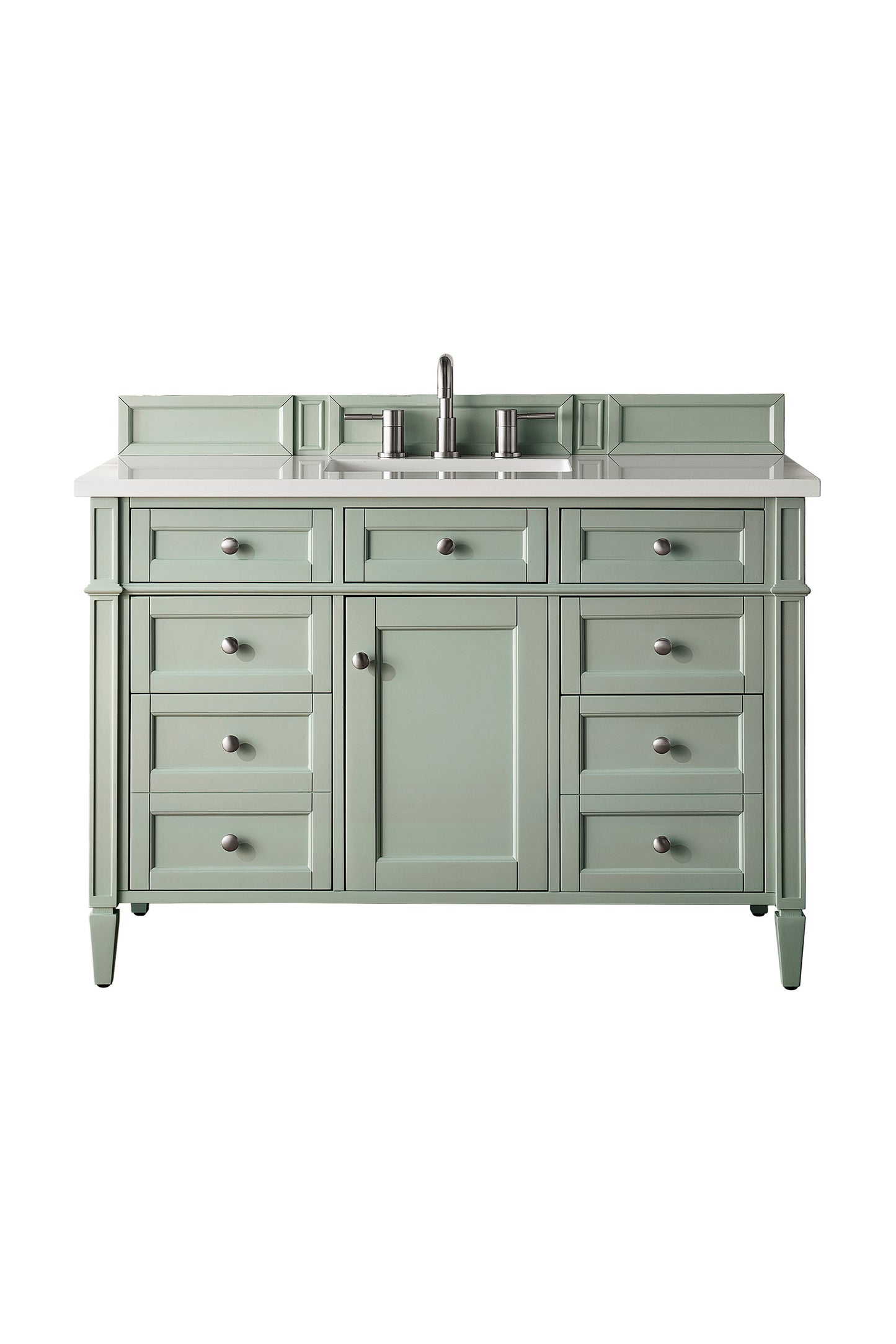 Brittany 48" Single Vanity, Sage Green w/ 3 CM White Zeus Silestone Top