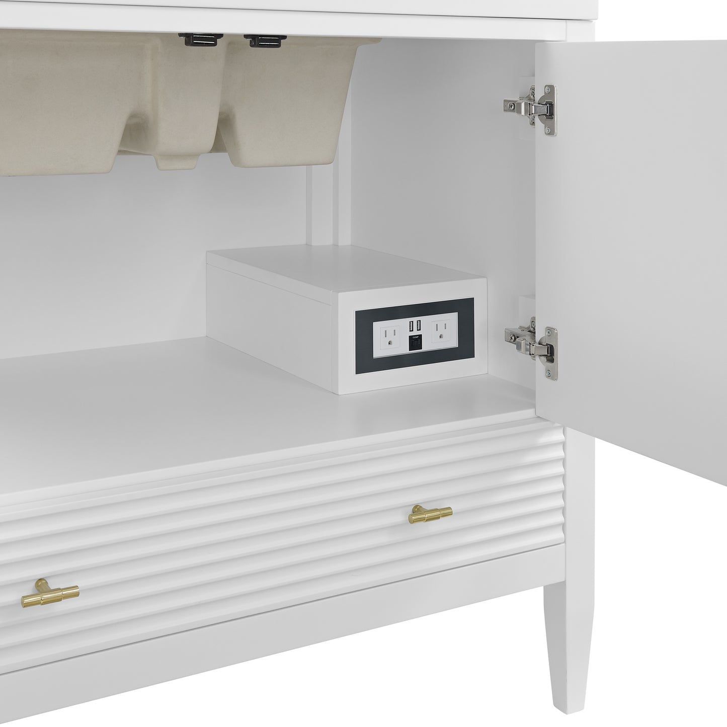 Myrrin 36" Vanity, Bright White w/ 3 CM Ethereal Noctis Silestone Top