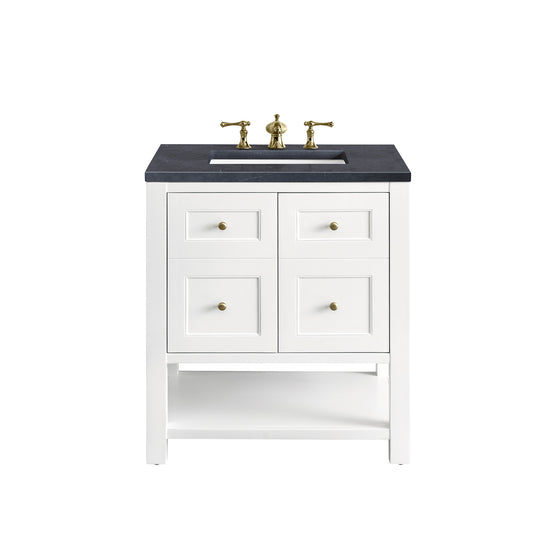Breckenridge 30" Single Vanity, Bright White w/ 3 CM Charcoal Soapstone Top