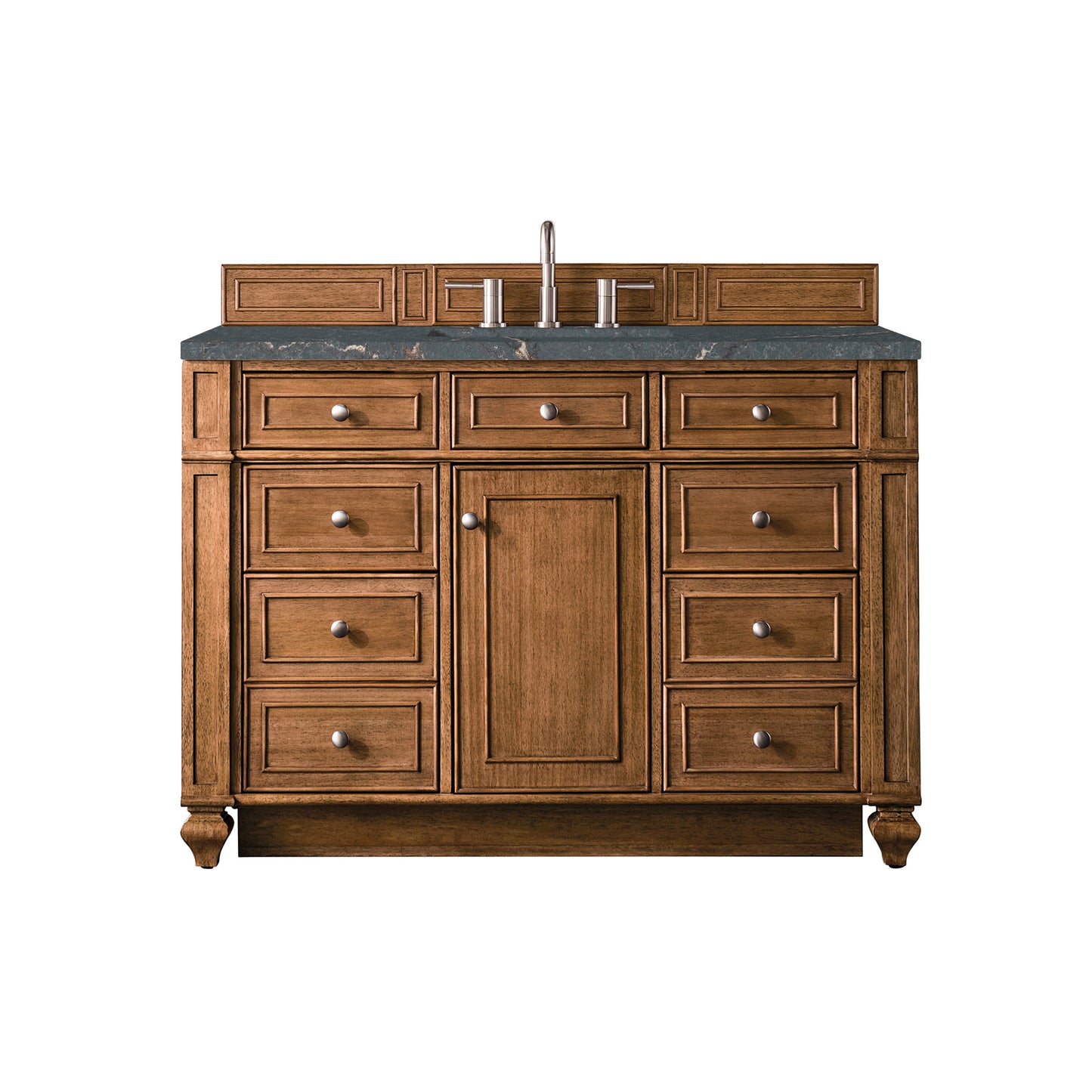 Bristol 48" Single Vanity, Saddle Brown w/ 3 CM Parisien Bleu Silestone Top