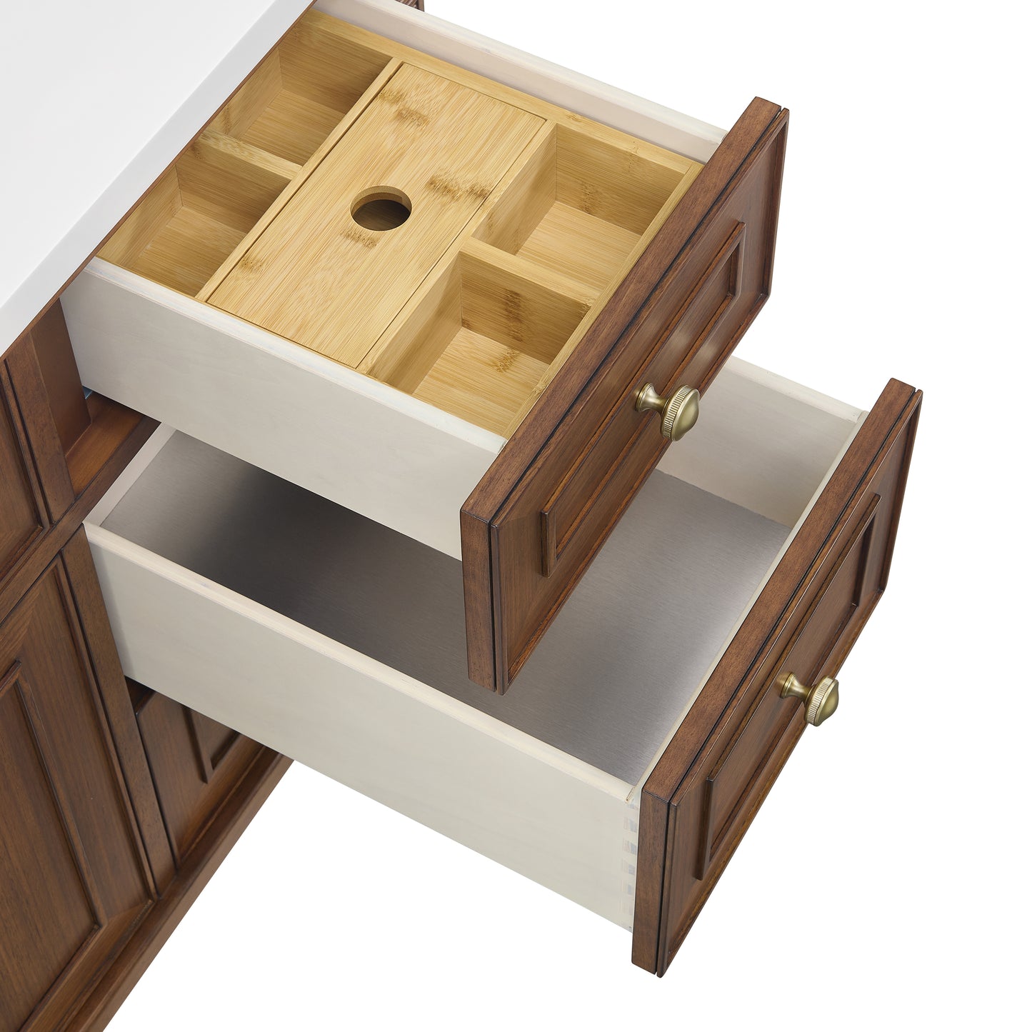 Lorelai 48" Single Vanity, Mid-Century Walnut w/ 3 CM Eternal Marfil Silestone Top