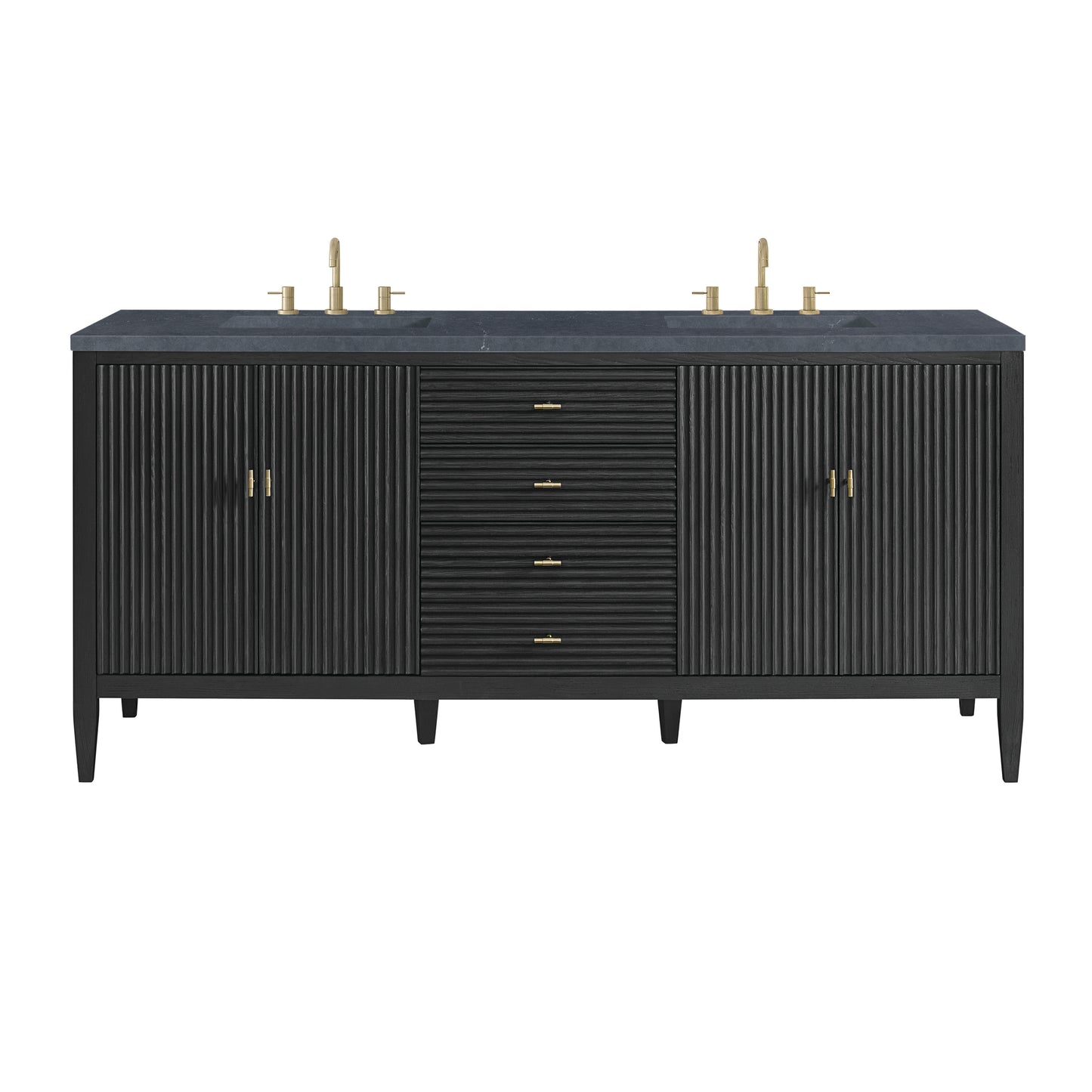 Myrrin 72" Double Vanity, Carbon Oak w/ 3 CM Charcoal Soapstone Silestone Top