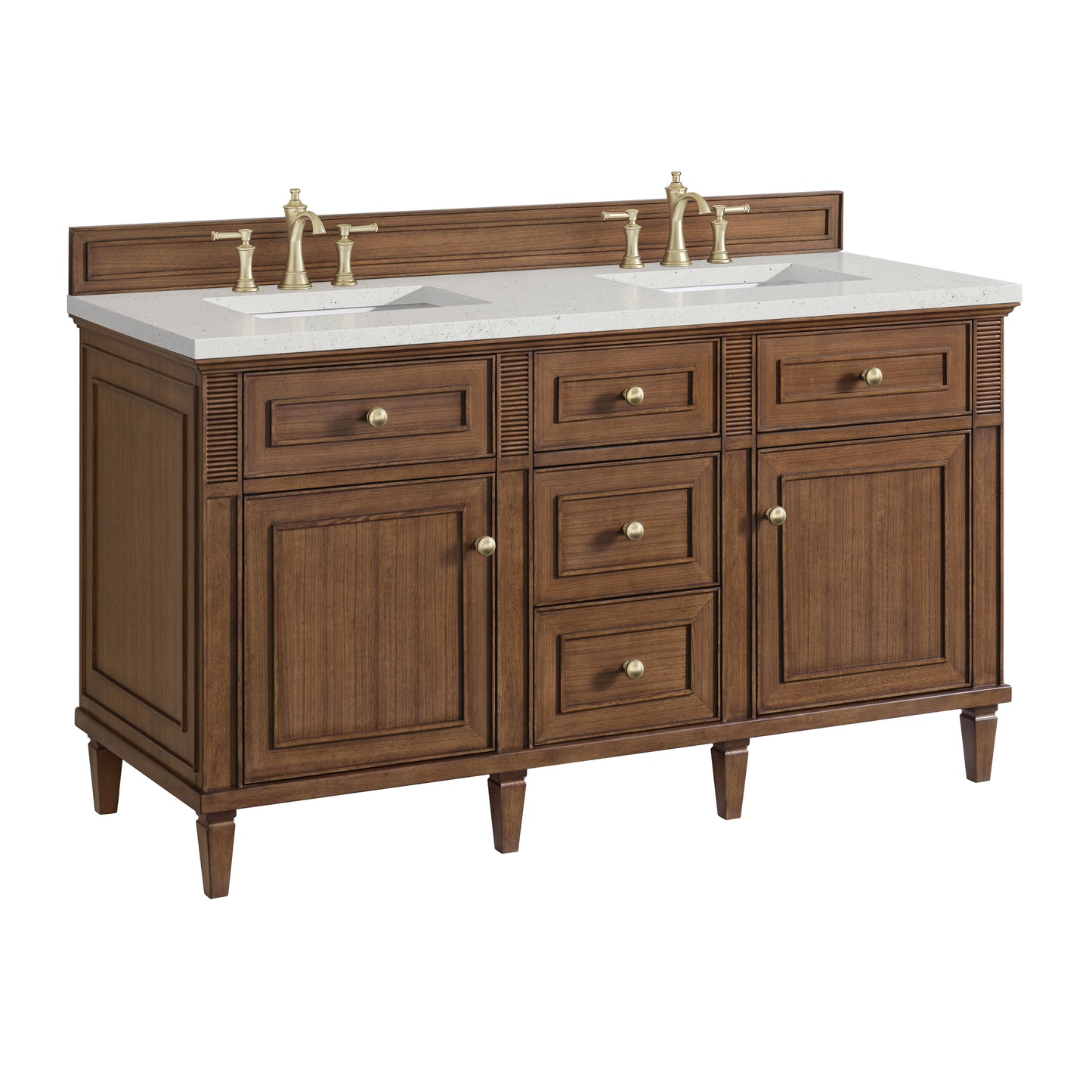 Lorelai 60" Double Vanity, Mid-Century Walnut w/ 3 CM Lime Delight Silestone Top