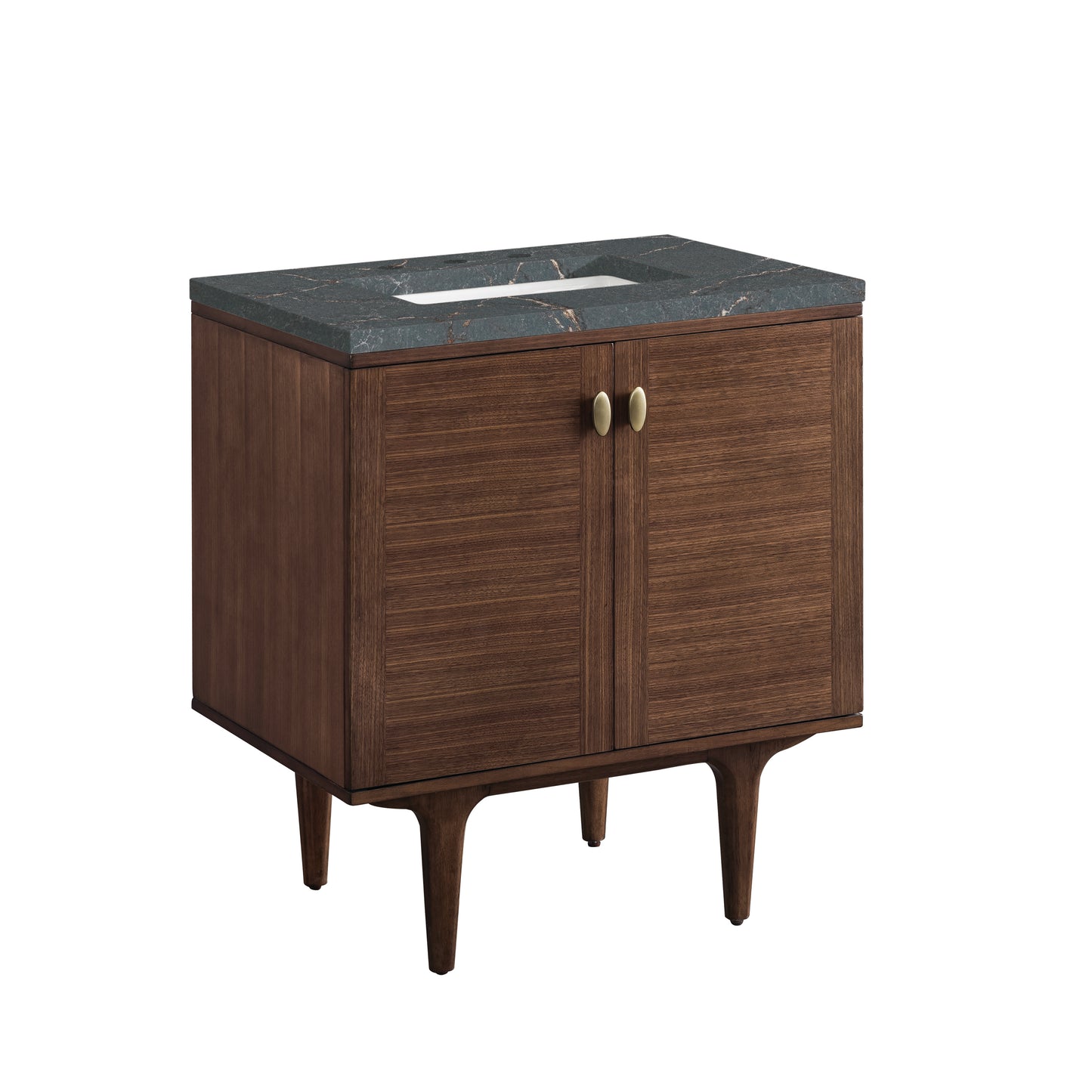 Amberly 30" Single Vanity, Mid-Century Walnut w/ 3 CM Parisien Bleu Top