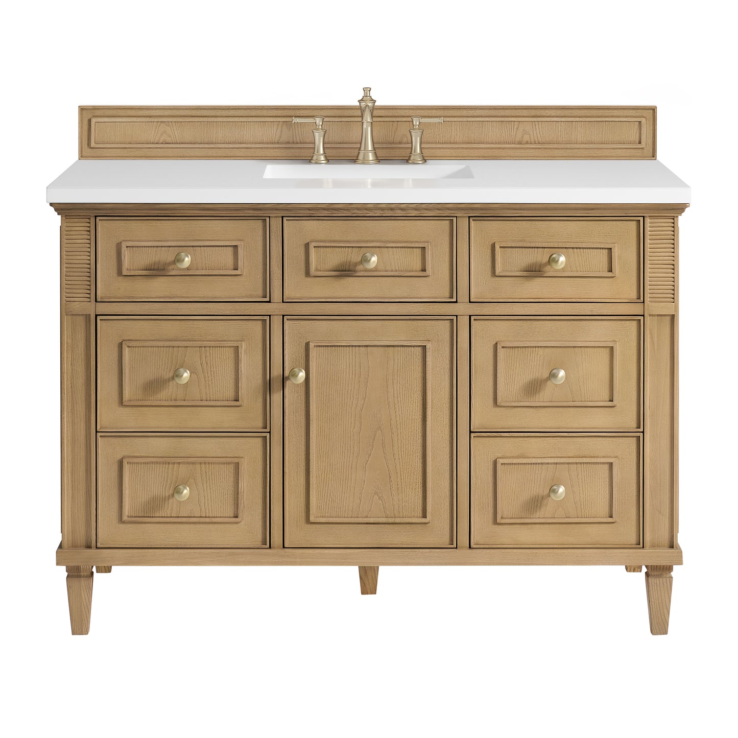 Lorelai 48" Single Vanity, Light Natural Oak w/ 3 CM White Zeus Silestone Top