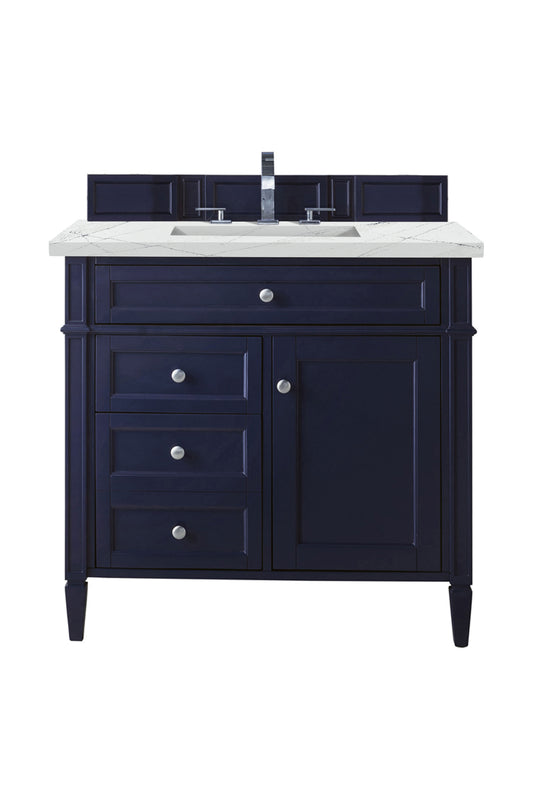 Brittany 36" Single Vanity, Victory Blue w/ 3 CM Ethereal Noctis Silestone Top