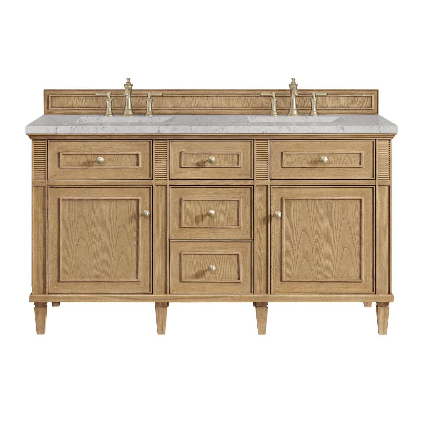 Lorelai 60" Double Vanity, Light Natural Oak w/ 3 CM Eternal Jasmine Pearl Silestone Top