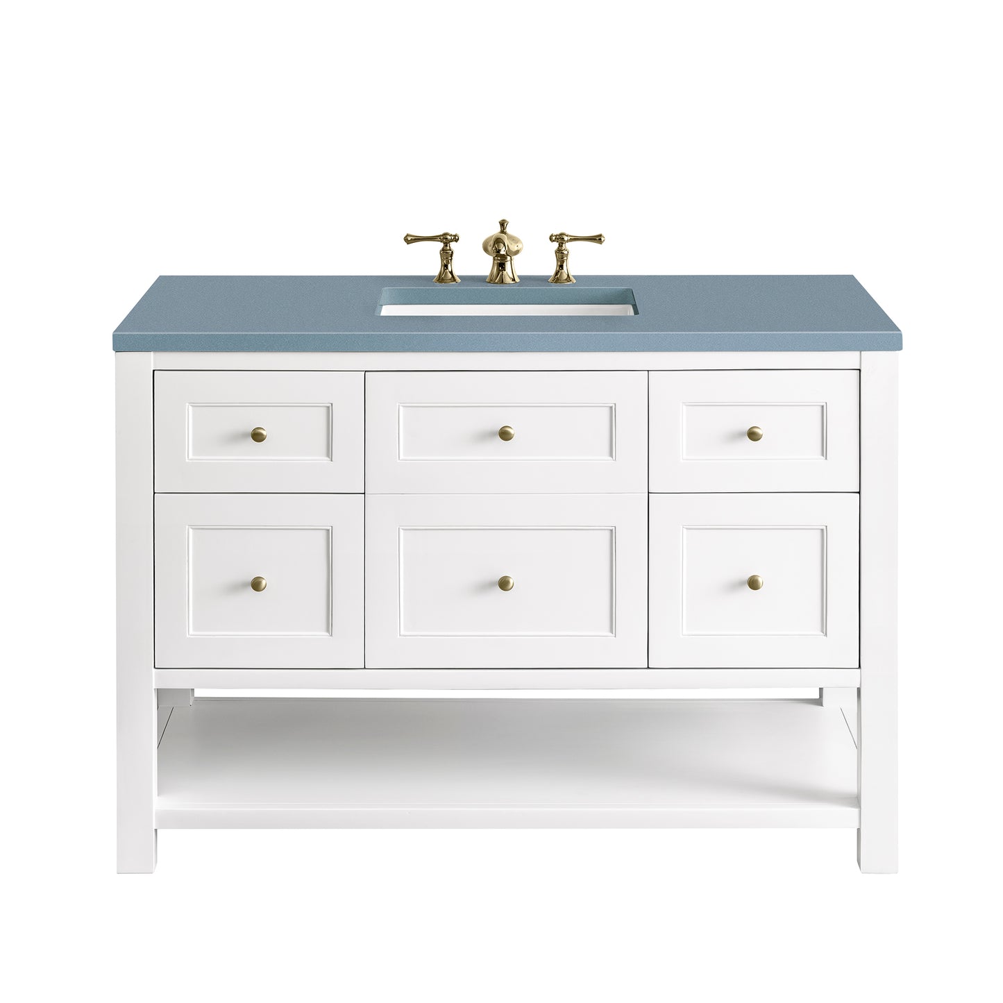 Breckenridge 48" Single Vanity, Bright White w/ 3 CM Cala Blue Top