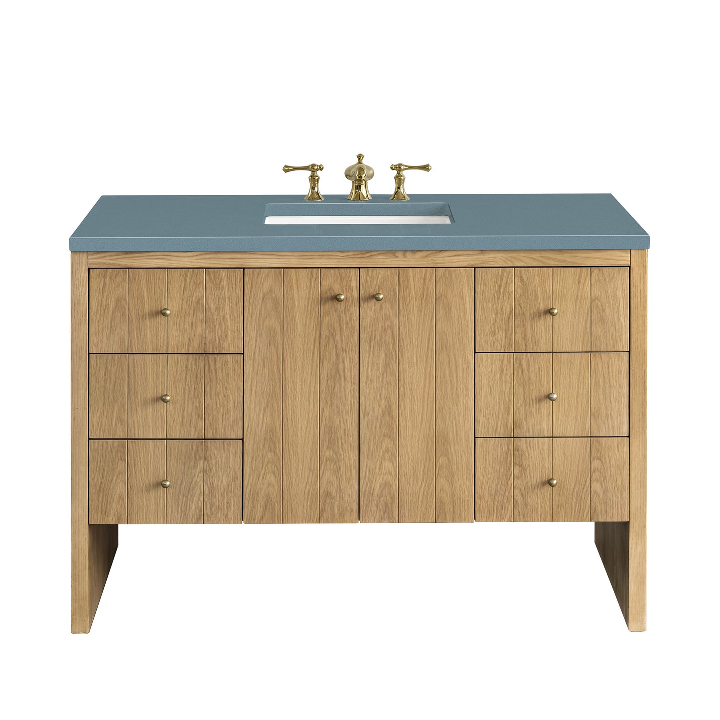 Hudson 48" Single Vanity, Light Natural Oak w/ 3 CM Cala Blue Top