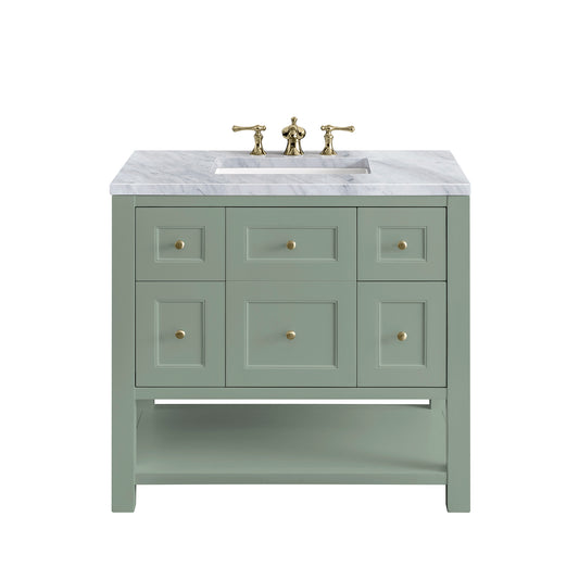 Breckenridge 36" Single Vanity, Smokey Celadon w/ 3 CM Carrara Marble Top