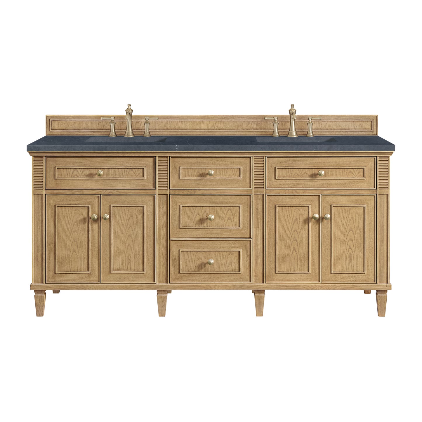Lorelai 72" Double Vanity, Light Natural Oak w/ 3 CM Charcoal Soapstone Silestone Top
