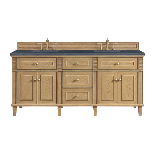 Lorelai 72" Double Vanity, Light Natural Oak w/ 3 CM Charcoal Soapstone Silestone Top