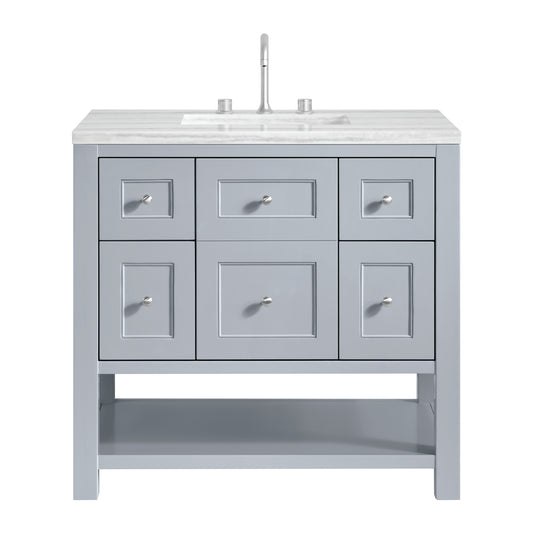Breckenridge 36" Single Vanity, Serenity Blue, w/ 3 CM Arctic Fall Solid Surface Top