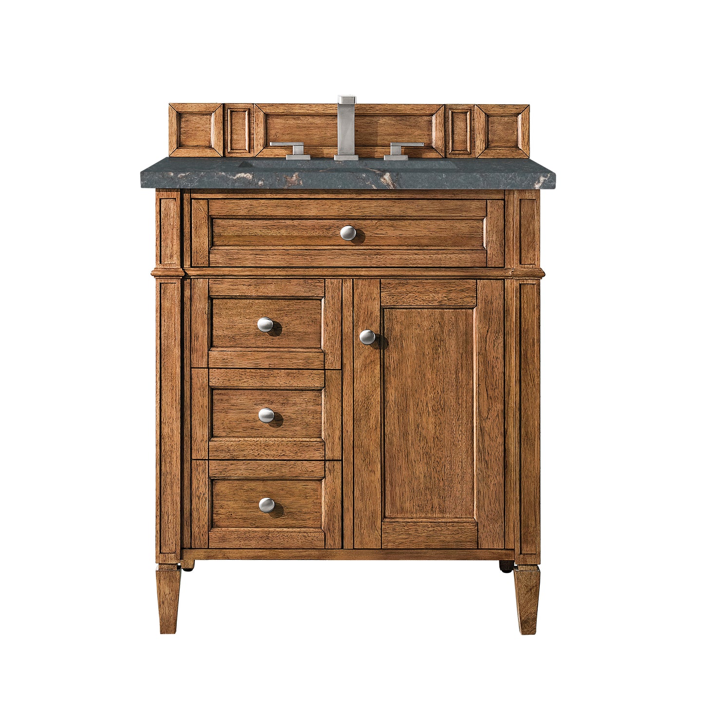 Brittany 30" Single Vanity, Saddle Brown, w/ 3 CM Parisien Bleu Silestone Top
