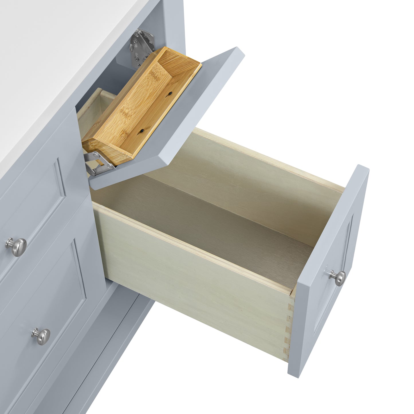 Breckenridge 36" Single Vanity, Serenity Blue, w/ 3 CM Arctic Fall Solid Surface Top