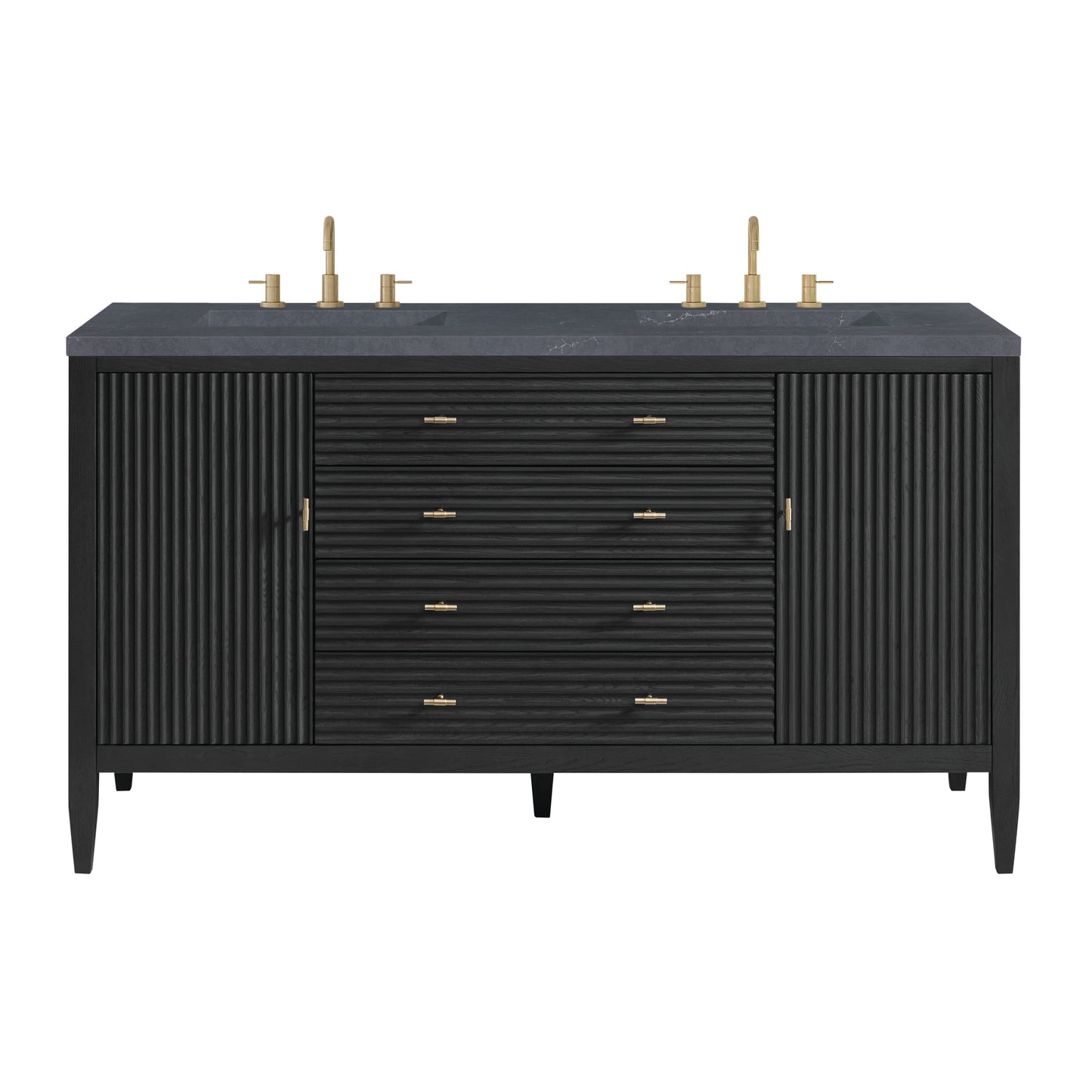 Myrrin 60" Double Vanity, Carbon Oak w/ 3 CM Charcoal Soapstone Silestone Top