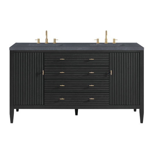 Myrrin 60" Double Vanity, Carbon Oak w/ 3 CM Charcoal Soapstone Silestone Top