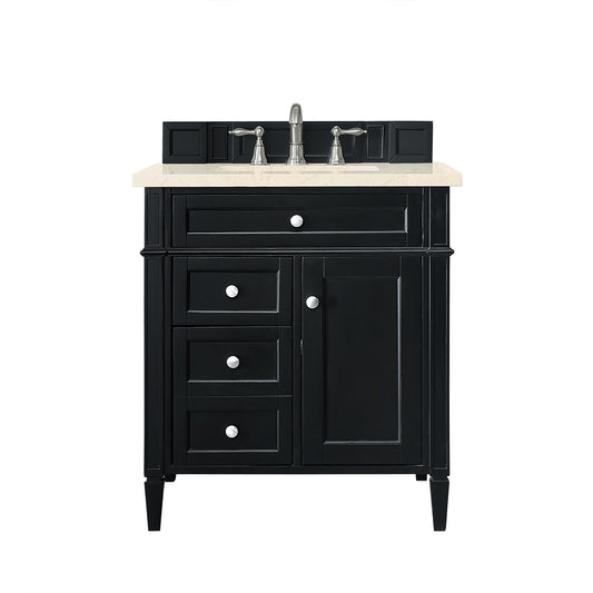 Brittany 30" Single Vanity, Black Onyx, w/ 3 CM Eternal Marfil Silestone Top