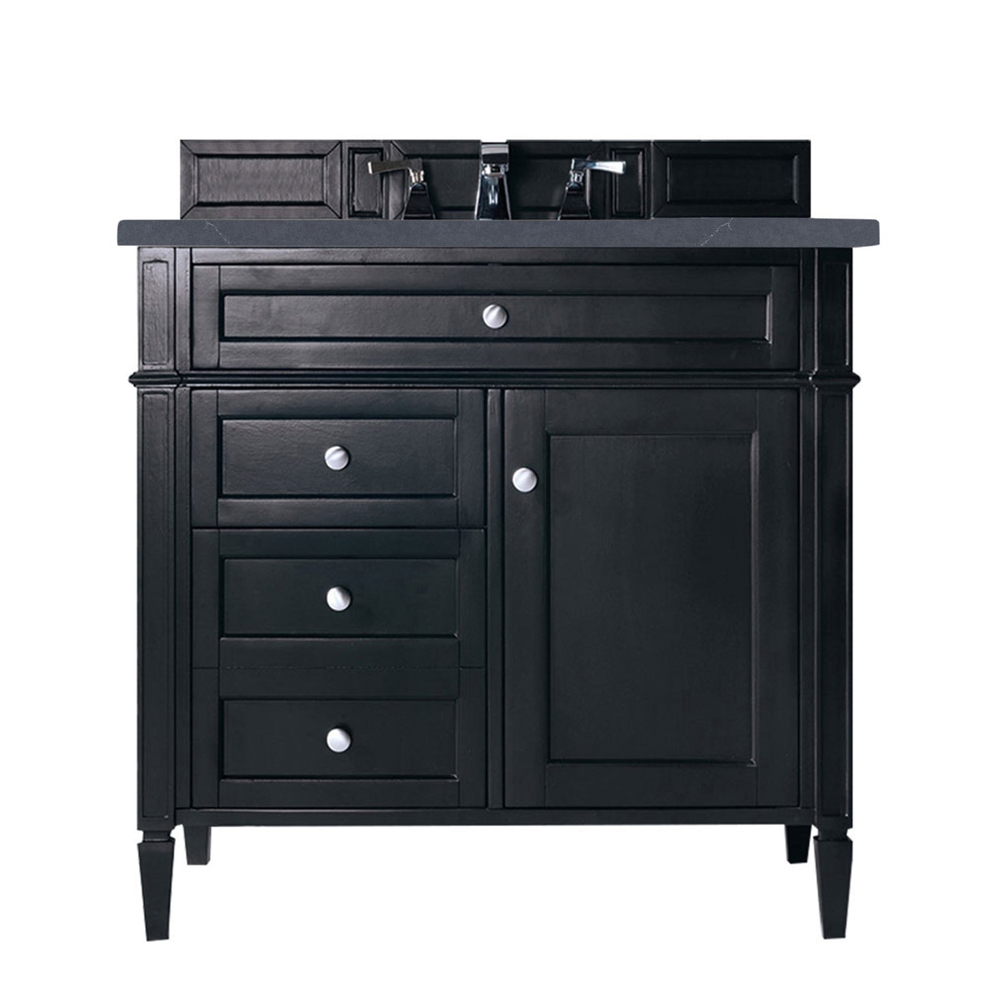 Brittany 36" Single Vanity, Black Onyx w/ 3 CM Charcoal Soapstone Silestone Top